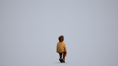 3D human model boy casual kids, photogrammetry scanned person for archviz, front view render