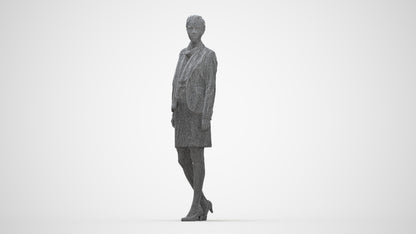 realistic 3D human woman business walking, archviz people FBX OBJ for Blender, wireframe back view