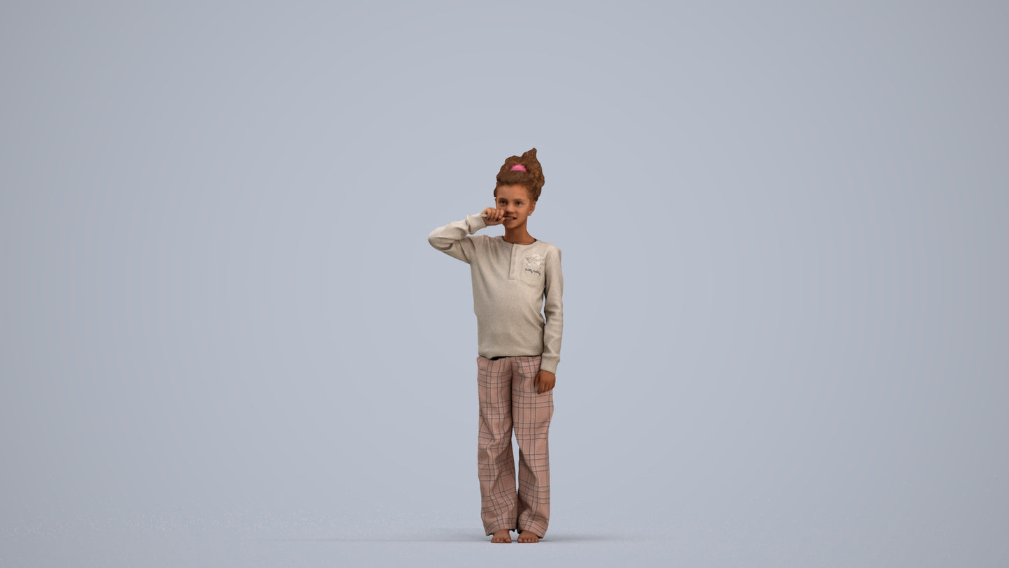 3D people model girl kids, scanned human for 3ds Max rendering, standing pose render