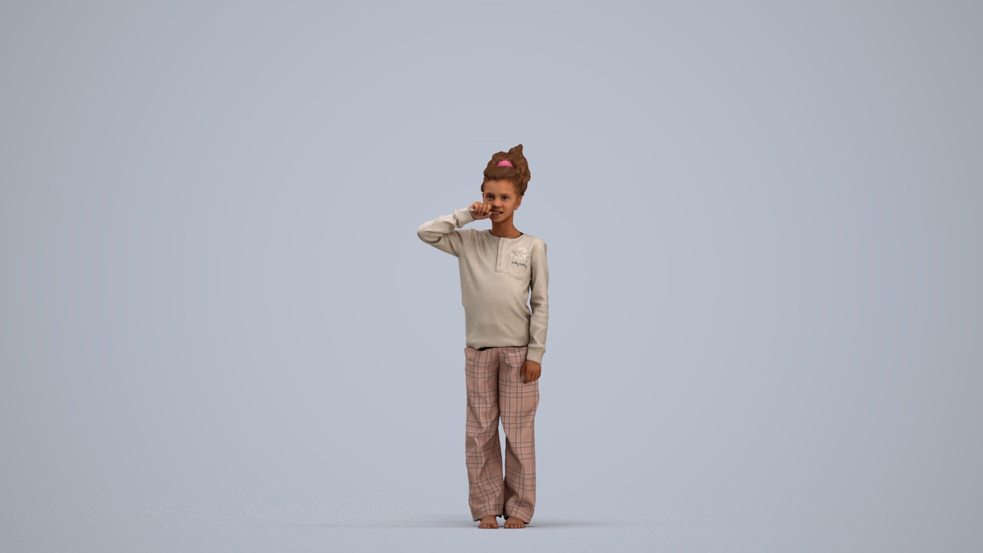 3D people model girl kids, scanned human for 3ds Max rendering, standing pose render