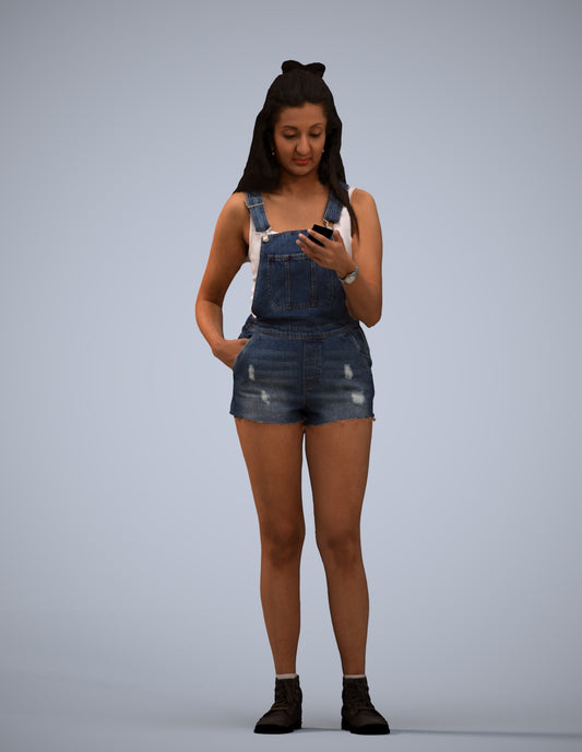 realistic 3D people woman casual standing, render-ready for V-Ray and Corona, FBX OBJ