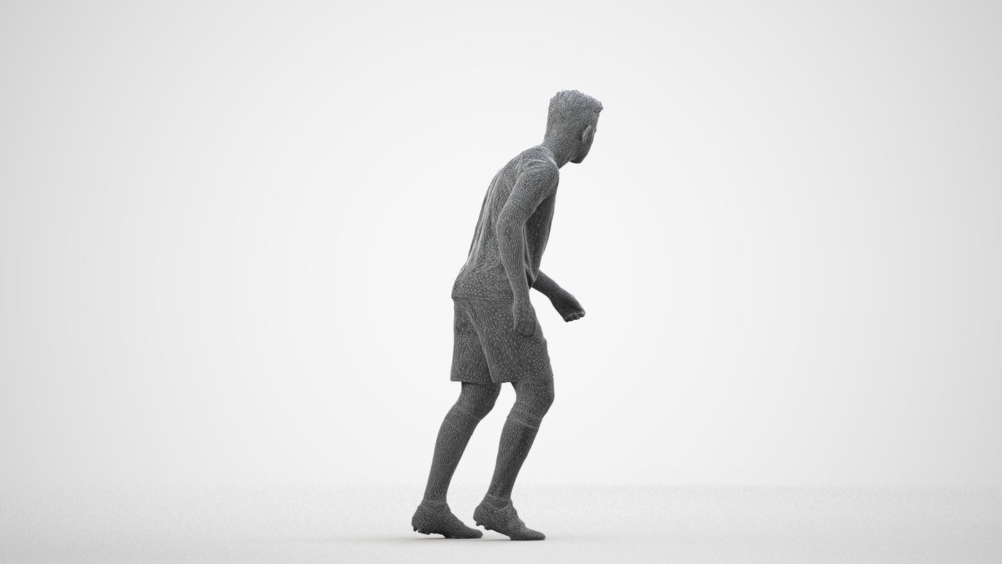 realistic 3D boy sport, scanned archviz people for Blender and 3ds Max, wireframe side view