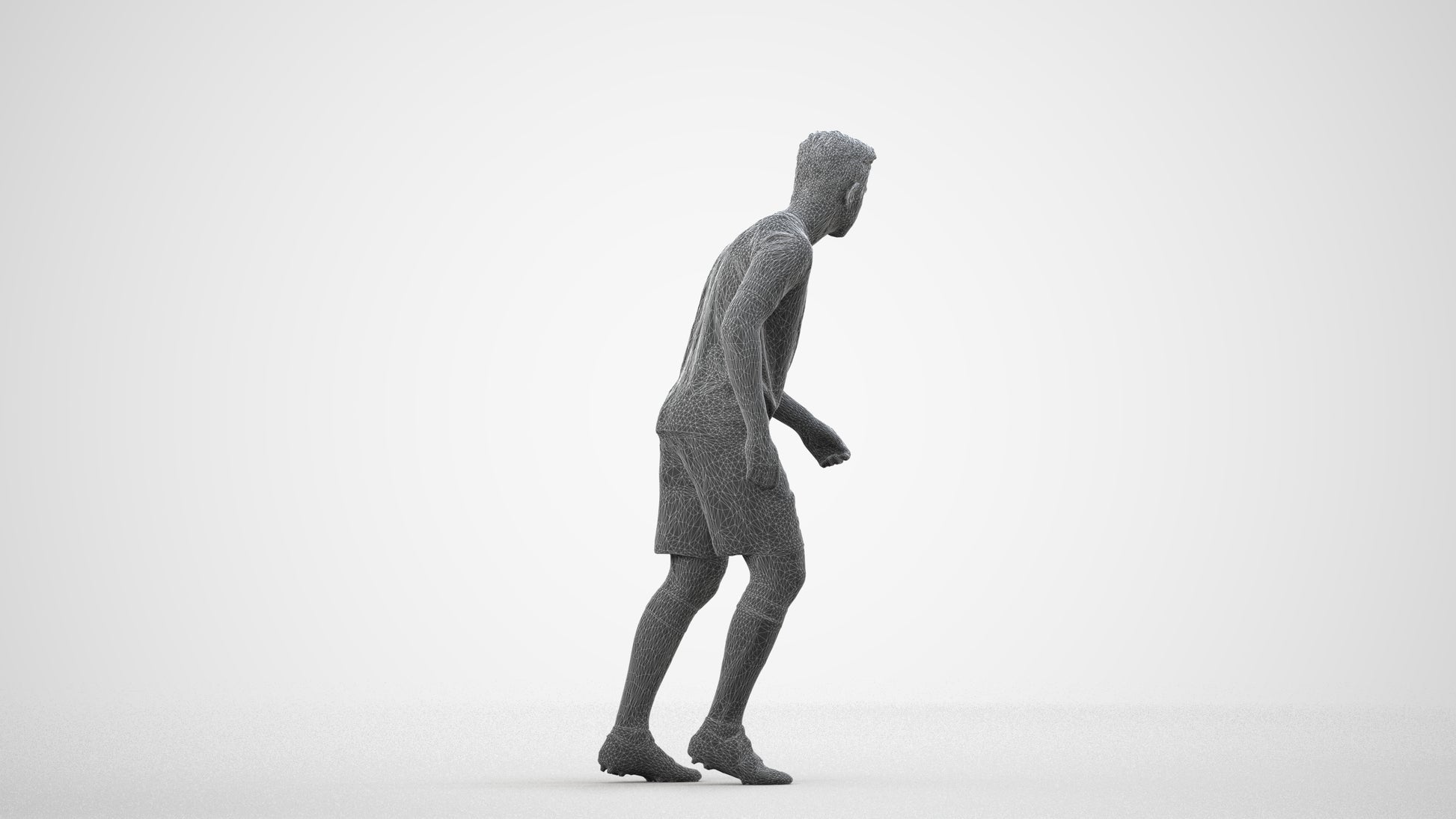 realistic 3D boy sport, scanned archviz people for Blender and 3ds Max, wireframe side view