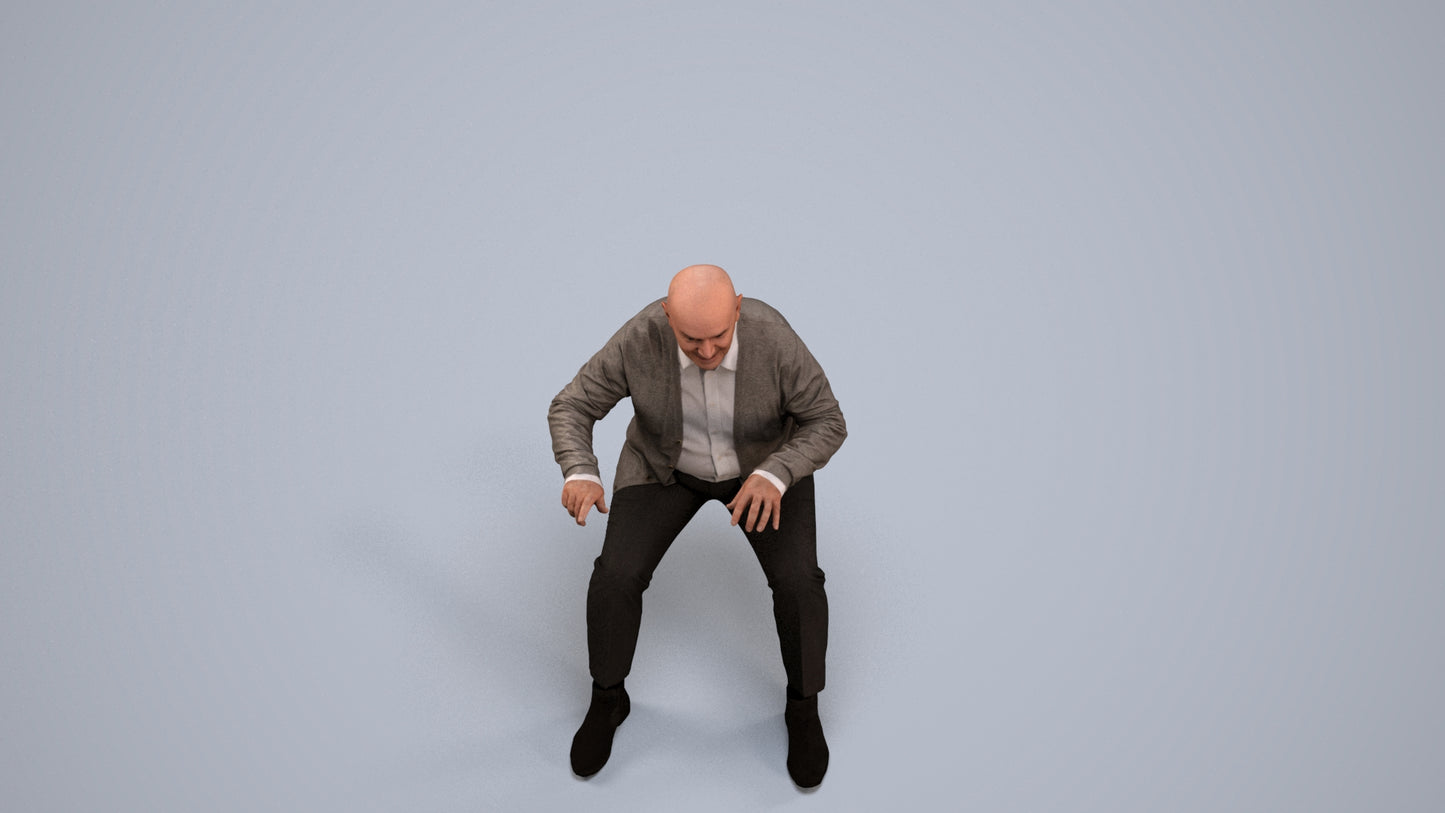 3D scanned senior man business, photorealistic archviz people for Enscape and SketchUp, back view render