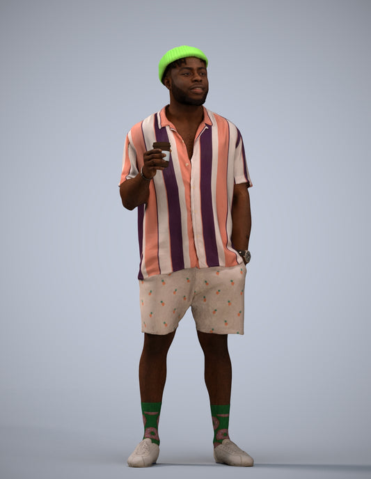 3D scanned man standing casual, photorealistic archviz people for Enscape and SketchUp