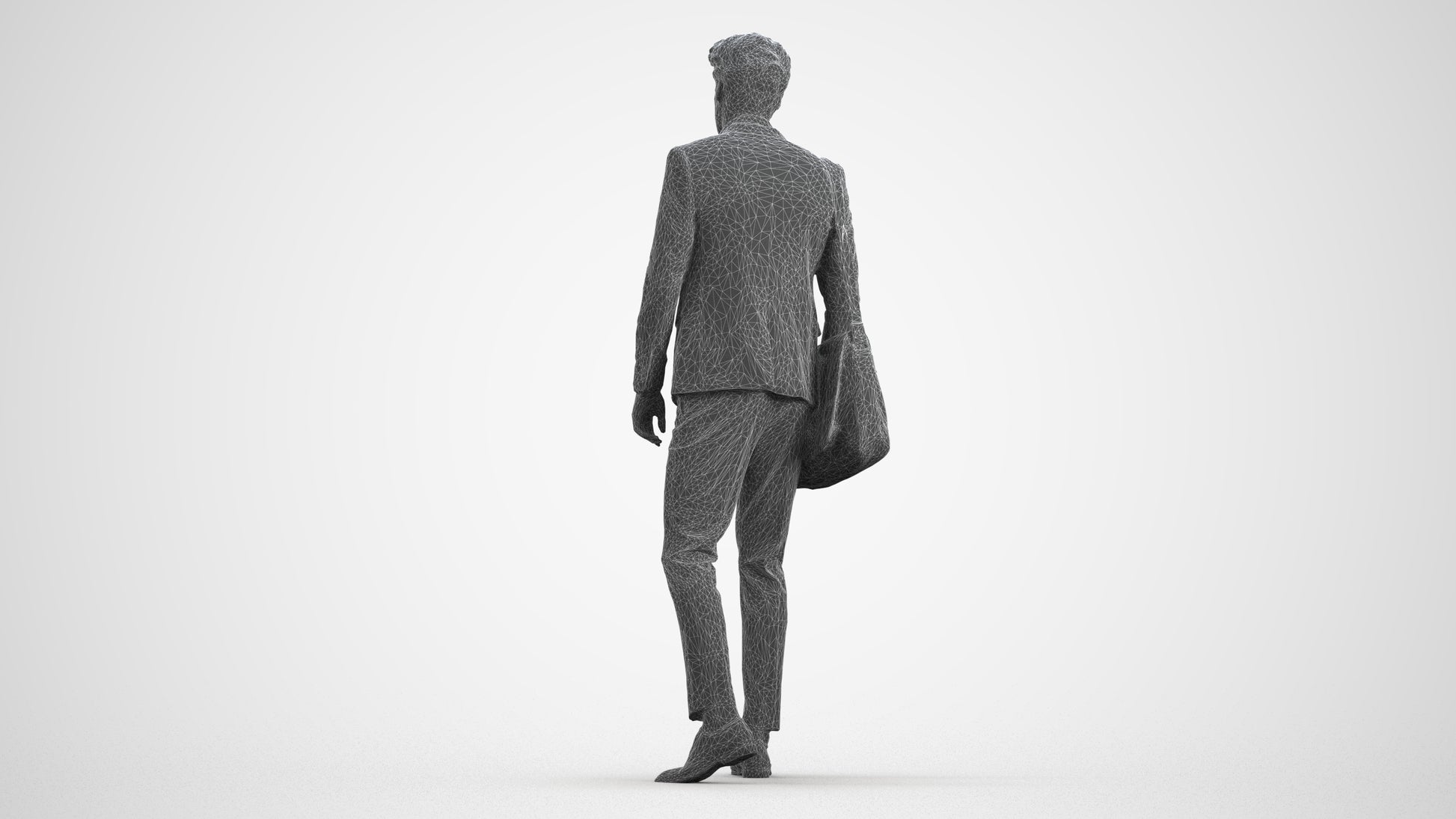 scanned 3D man business, photogrammetry people for Enscape and V-Ray, wireframe front view