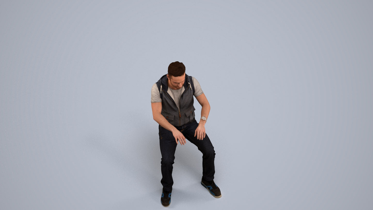 realistic 3D people man casual business, render-ready for V-Ray and Corona, FBX OBJ, back view render