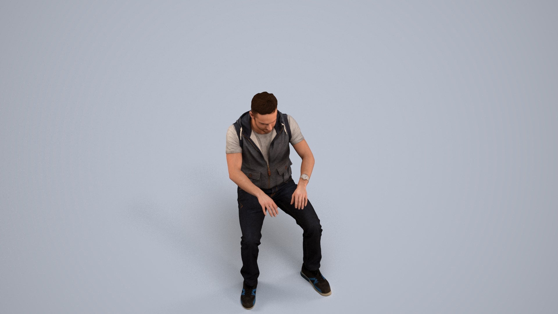 realistic 3D people man casual business, render-ready for V-Ray and Corona, FBX OBJ, back view render
