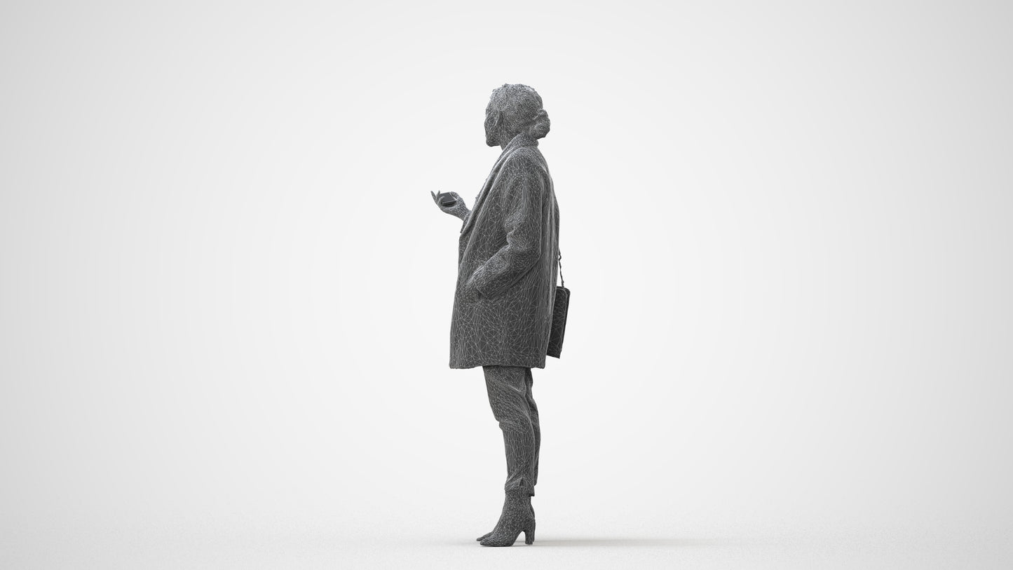 photogrammetry 3D woman business standing, realistic human model archviz FBX, square thumbnail
