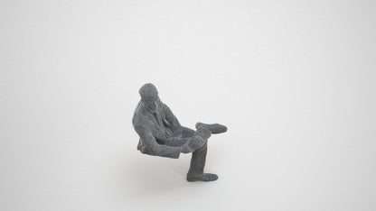 3D scanned man business, photorealistic archviz people for Enscape and SketchUp, wireframe three-quarter view