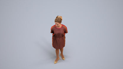 3D people model woman casual standing, scanned human for 3ds Max rendering, back view render