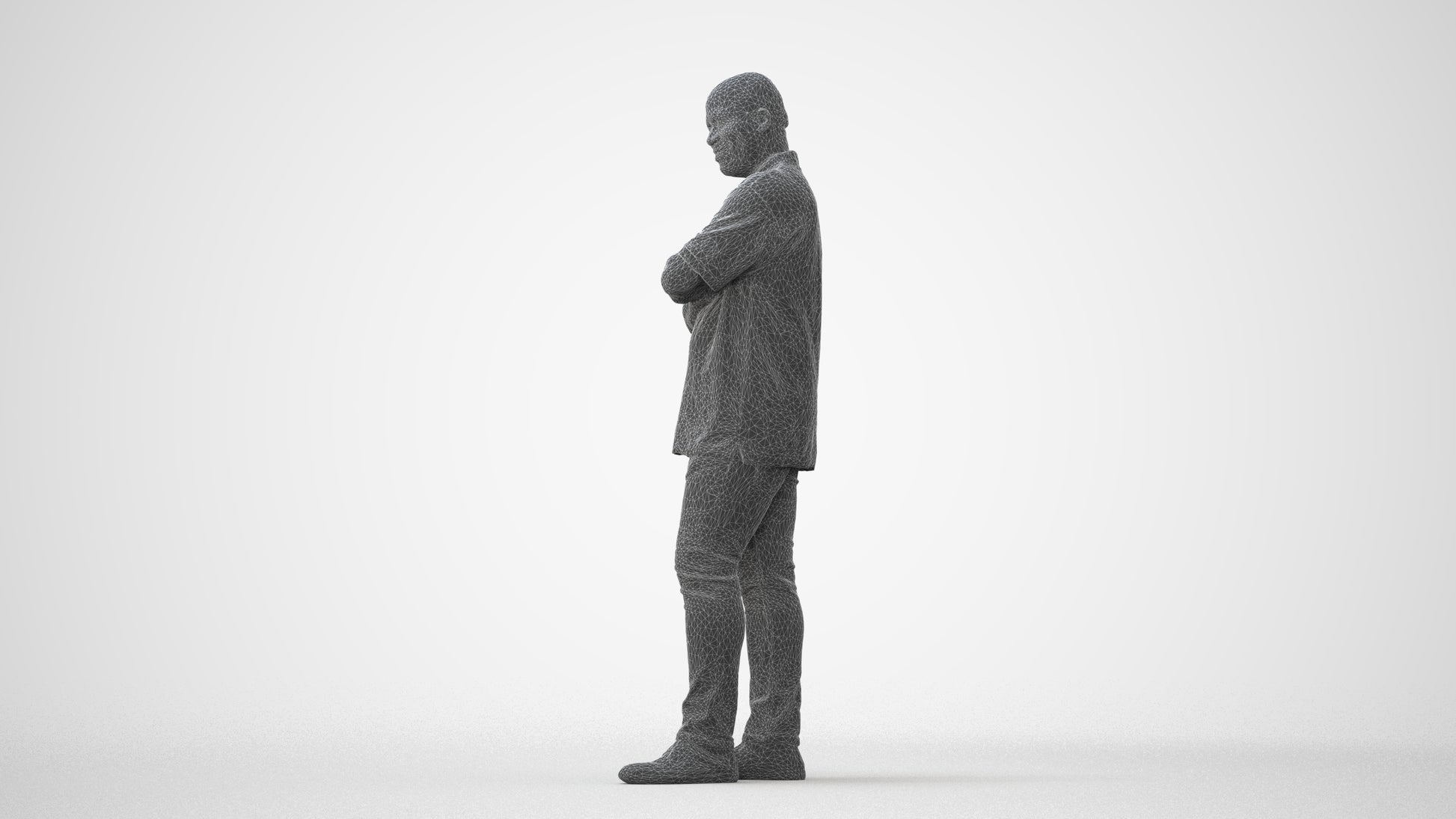 scanned 3D man casual standing, photogrammetry people for Enscape and V-Ray, square thumbnail