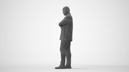 scanned 3D man casual standing, photogrammetry people for Enscape and V-Ray, square thumbnail