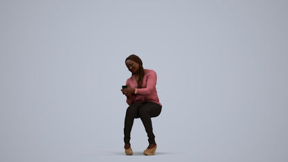 scanned 3D woman casual sitting, photogrammetry people for Enscape and V-Ray, standing pose render