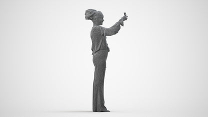 photogrammetry 3D woman casual standing, realistic human model archviz FBX, wireframe side view