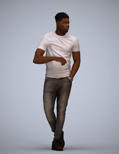 scanned 3D man casual standing, photogrammetry people for Enscape and V-Ray
