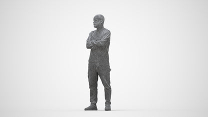 3D human model man casual standing, photogrammetry scanned person for archviz, wireframe back view