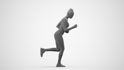 3D human model woman sport, photogrammetry scanned person for archviz, wireframe side view