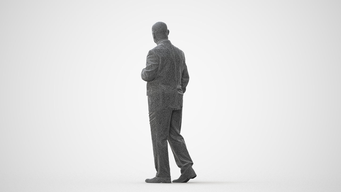 scanned 3D senior man business, photogrammetry people for Enscape and V-Ray, square thumbnail