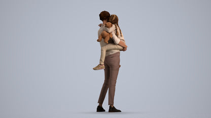 3D scanned girl kids casual, photorealistic archviz people for Enscape and SketchUp, front view render
