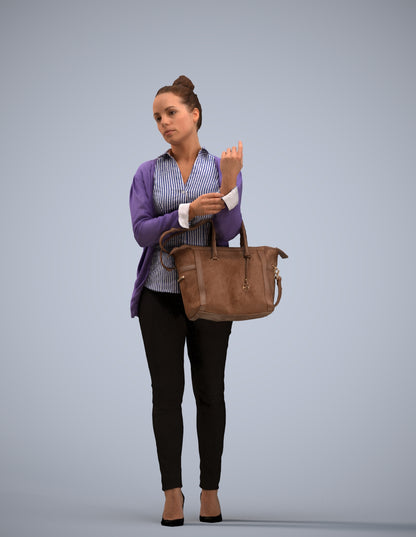 realistic 3D woman business standing, scanned archviz people for Blender and 3ds Max