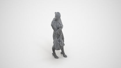 3D people model woman business standing, scanned human for 3ds Max rendering, wireframe three-quarter view