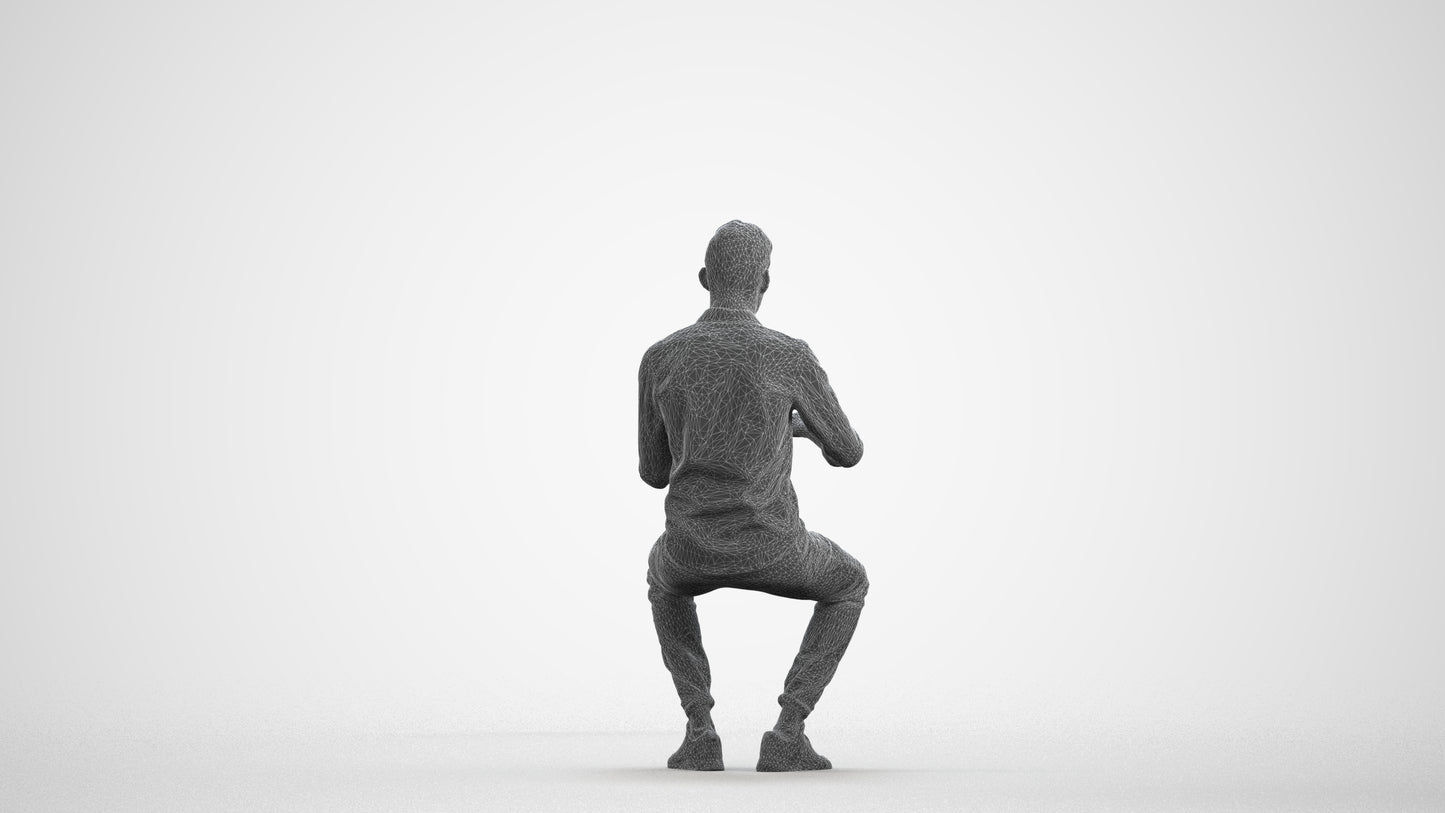 realistic 3D man casual business, scanned archviz people for Blender and 3ds Max, wireframe front view