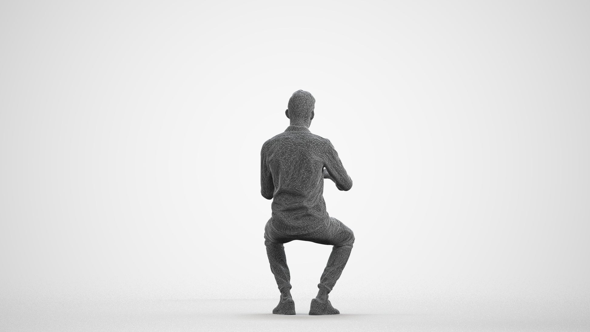 realistic 3D man casual business, scanned archviz people for Blender and 3ds Max, wireframe front view