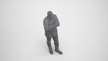 scanned 3D man casual standing, photogrammetry people for Enscape and V-Ray, wireframe three-quarter view