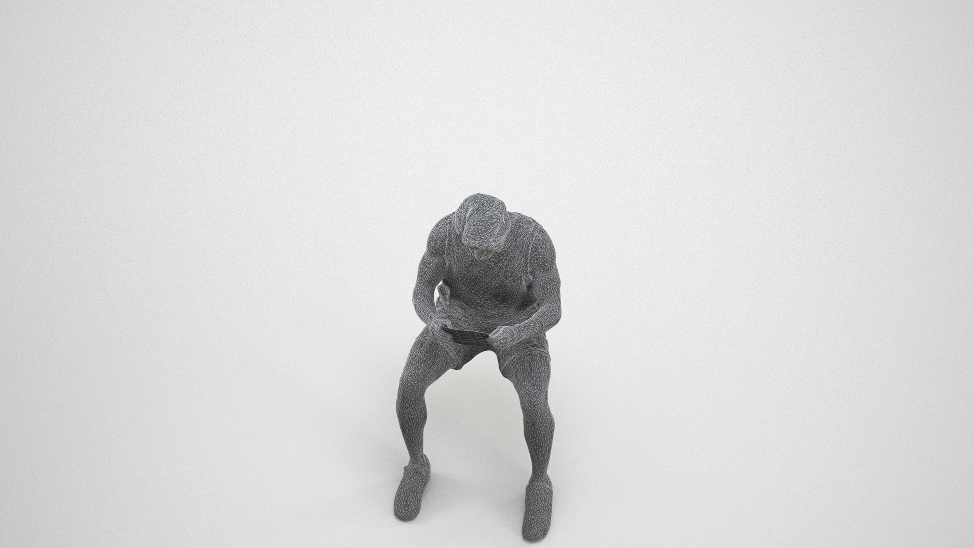 photogrammetry 3D man sport, realistic human model archviz FBX, wireframe three-quarter view