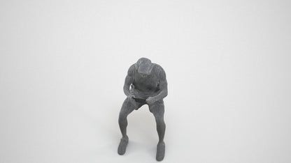 photogrammetry 3D man sport, realistic human model archviz FBX, wireframe three-quarter view