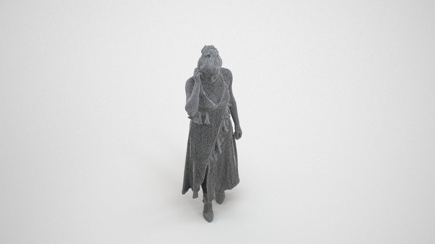 scanned 3D woman formal formalaffairs, photogrammetry people for Enscape and V-Ray, wireframe three-quarter view