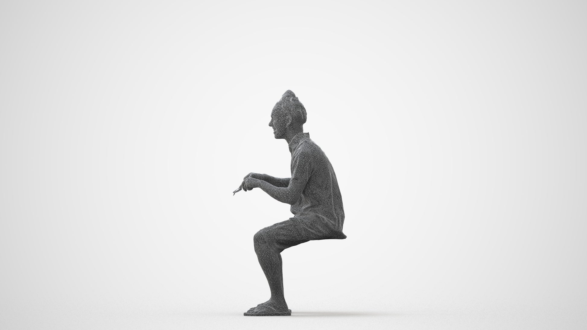 scanned 3D man casual sitting, photogrammetry people for Enscape and V-Ray, square thumbnail