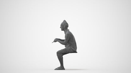 scanned 3D man casual sitting, photogrammetry people for Enscape and V-Ray, square thumbnail