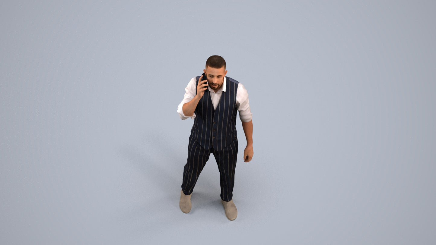 realistic 3D man business, scanned archviz people for Blender and 3ds Max, back view render