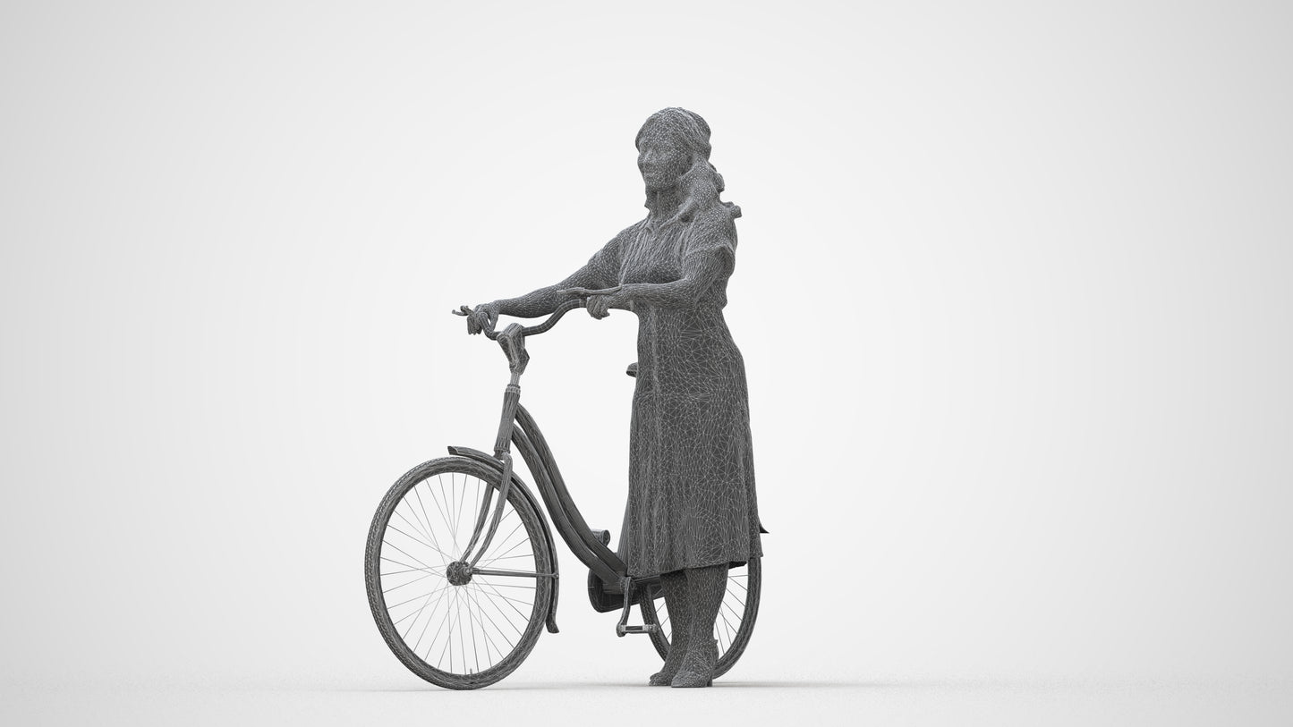 3D people model woman casual mix, scanned human for 3ds Max rendering, wireframe back view