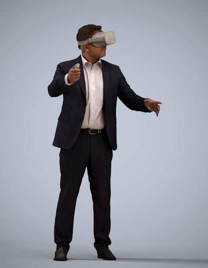 3D scanned man standing business, photorealistic archviz people for Enscape and SketchUp