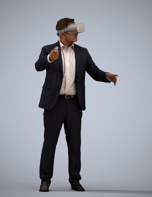 3D scanned man standing business, photorealistic archviz people for Enscape and SketchUp