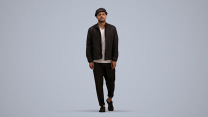 scanned 3D man casual walking, photogrammetry people for Enscape and V-Ray, standing pose render