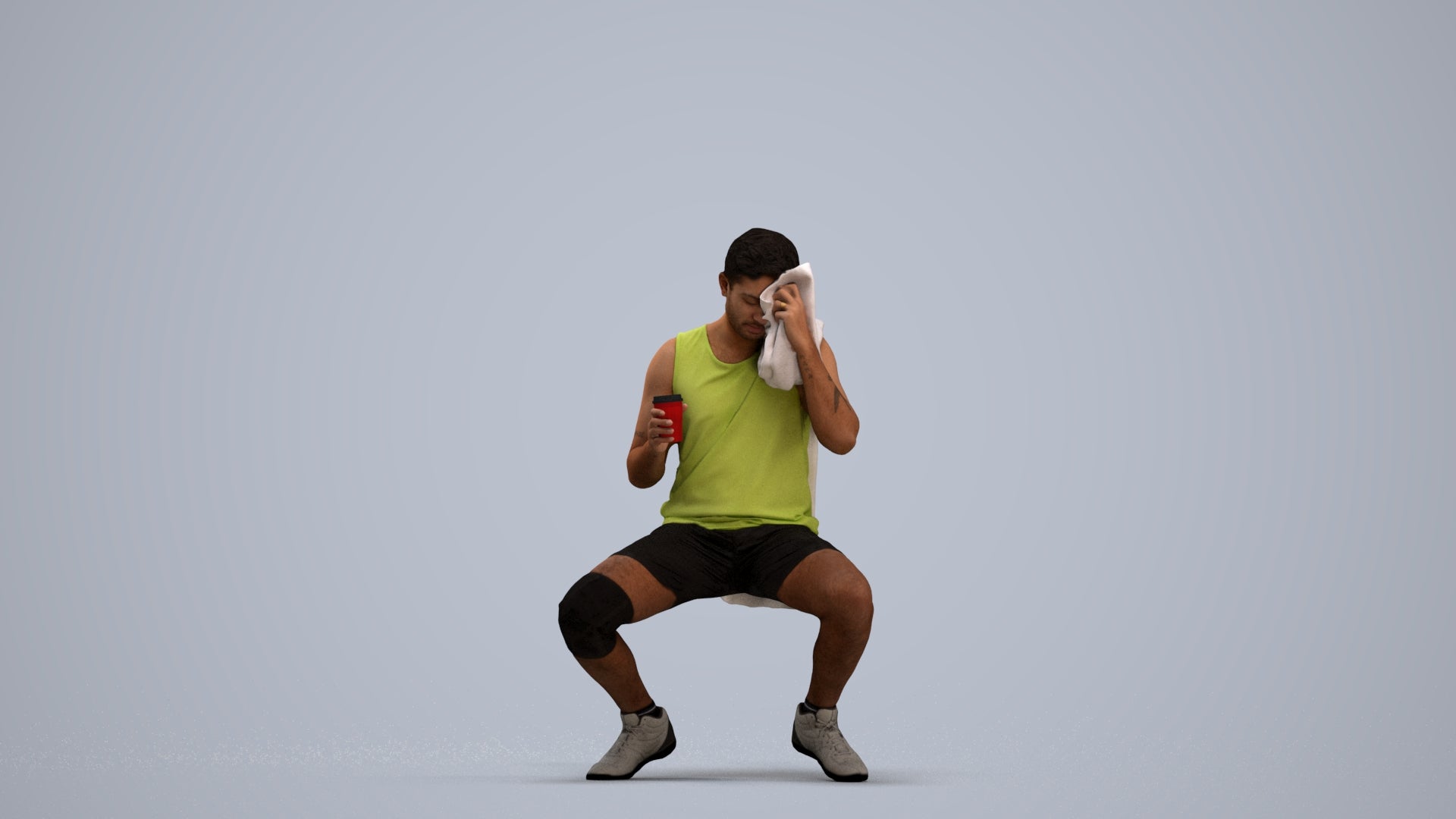3D people model man sport, scanned human for 3ds Max rendering, standing pose render