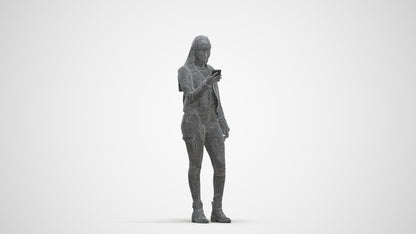 realistic 3D human woman casual shopping, archviz people FBX OBJ for Blender, three-quarter front view render