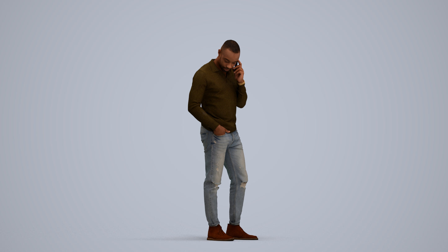 photogrammetry 3D man casual standing, realistic human model archviz FBX, standing pose render