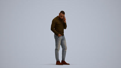 photogrammetry 3D man casual standing, realistic human model archviz FBX, standing pose render