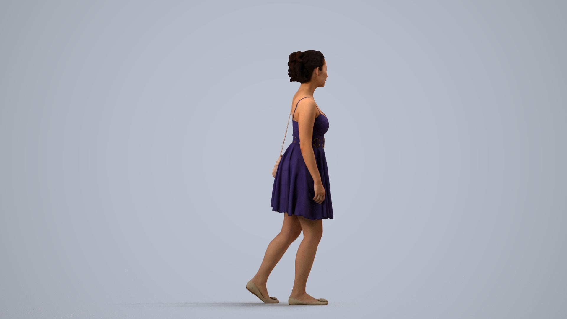 photogrammetry 3D woman formal formalaffairs, realistic human model archviz FBX, side view render