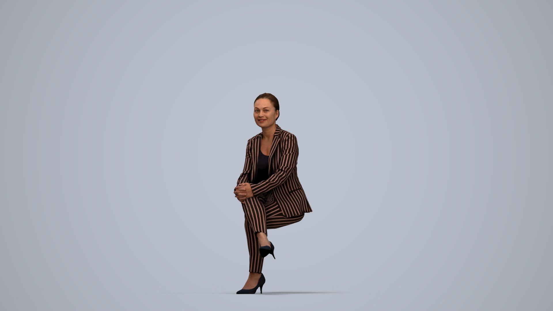 realistic 3D people woman business, render-ready for V-Ray and Corona, FBX OBJ, top-down view render