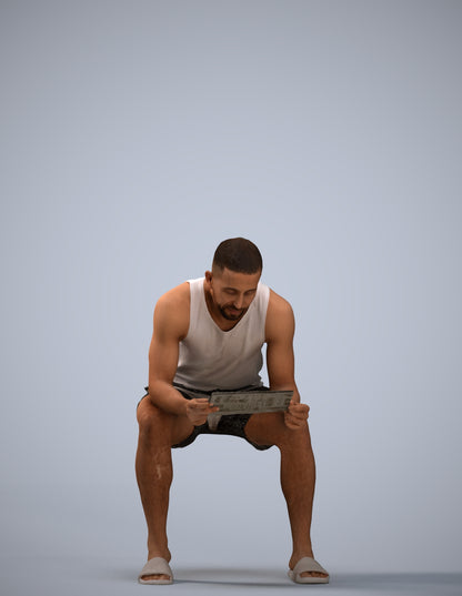realistic 3D people man casual sitting, render-ready for V-Ray and Corona, FBX OBJ