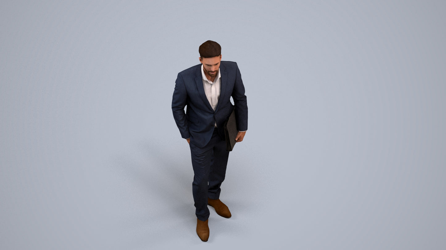 realistic 3D people man business, render-ready for V-Ray and Corona, FBX OBJ, back view render