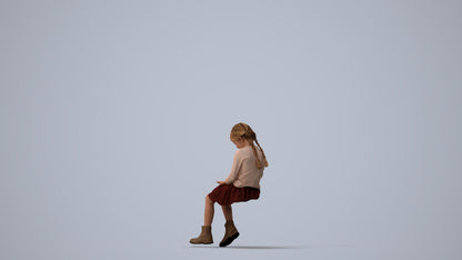 realistic 3D people girl casual kids, render-ready for V-Ray and Corona, FBX OBJ, three-quarter view render
