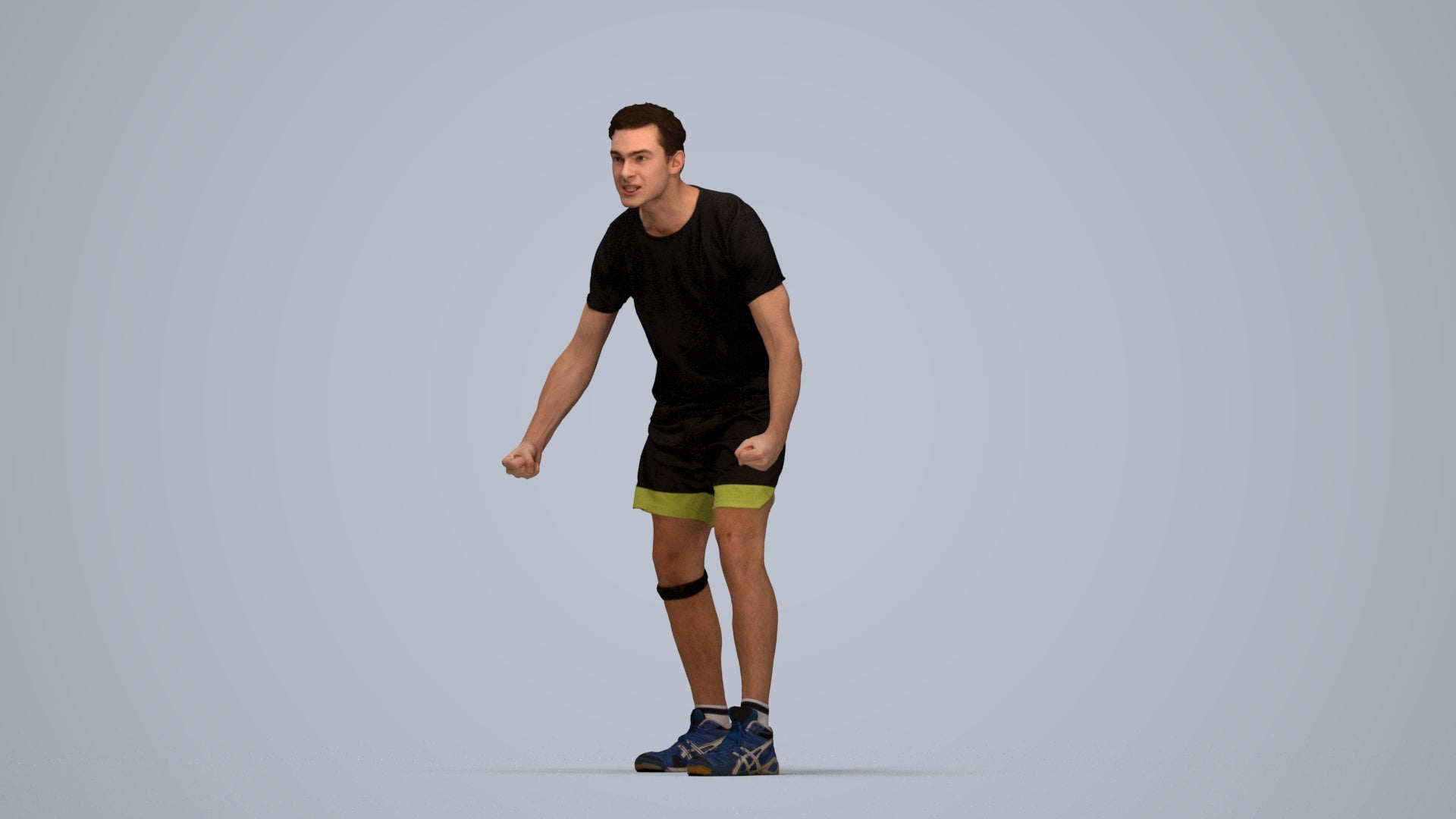 3D people model man sport, scanned human for 3ds Max rendering, top-down view render