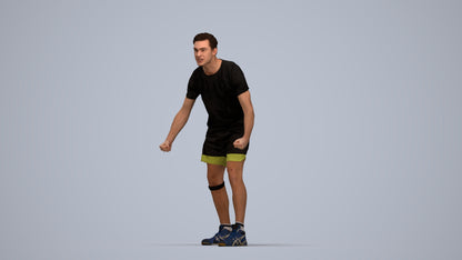 3D people model man sport, scanned human for 3ds Max rendering, top-down view render